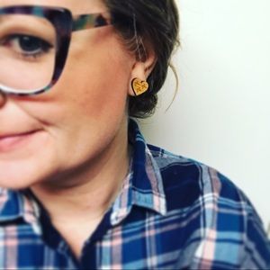 Cross my heart bamboo wood earrings